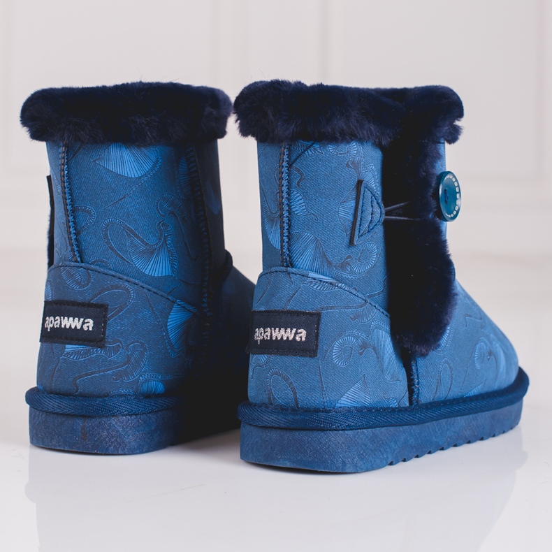 Blue snow boots for girls with a Shelovet pattern 1