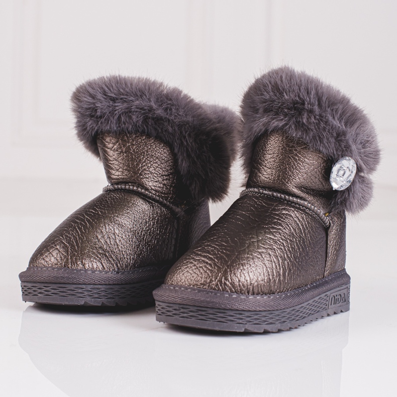 Girls warm snow boots with fur Shelovet brown 1