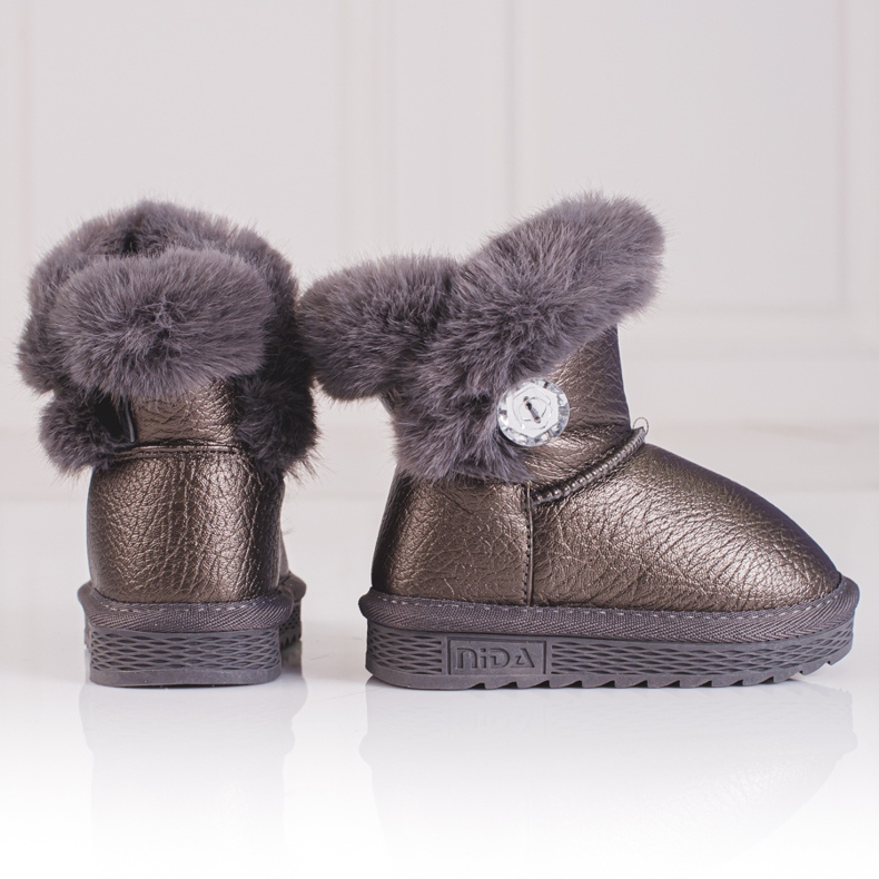 Girls warm snow boots with fur Shelovet brown 2