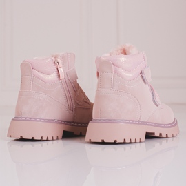 Pink girls' boots with Velcro Shelovet 1