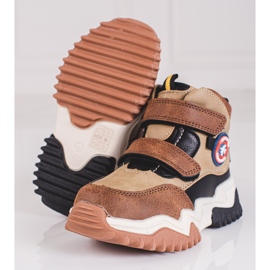 High boots for boys with Velcro Shelovet brown 1
