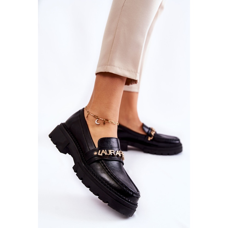 Leather Loafers Letters La.Fi 210001B-PU Black 2 Leather Loafers Letters La.Fi 210001B-PU Black 2