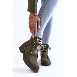 Suede Insulated Zipper Boots With Pearls, Green Perla 1