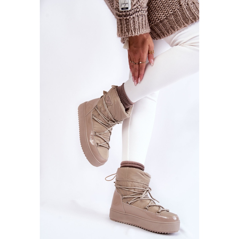 PM1 Women's Fashionable Lace-Up Snow Boots Beige Carrios 2