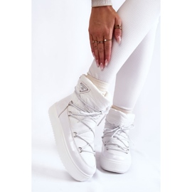 PM1 Women's Fashionable Lace-Up Snow Boots in White Carrios 1