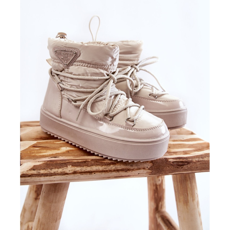 PM1 Beige Colina Warm Lace Up Snow Boots brown 1