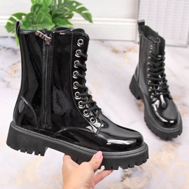 Insulated varnished boots NEWS W EVE363 black 1