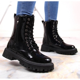Insulated varnished boots NEWS W EVE363 black 2