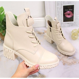 Leather boots on the post insulated Artiker W HBH39B beige 1