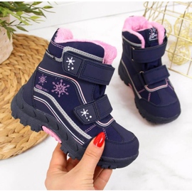 Snow boots waterproof Velcro American Club Jr AM852A blue 1