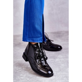 S.Barski Patent Leather Ankle Boots With Decoration Black 2