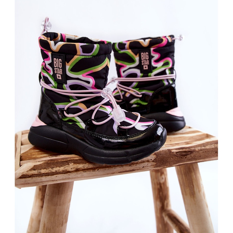 Children's Snow Boots W Print Big Star KK374099 Black-Pink 2