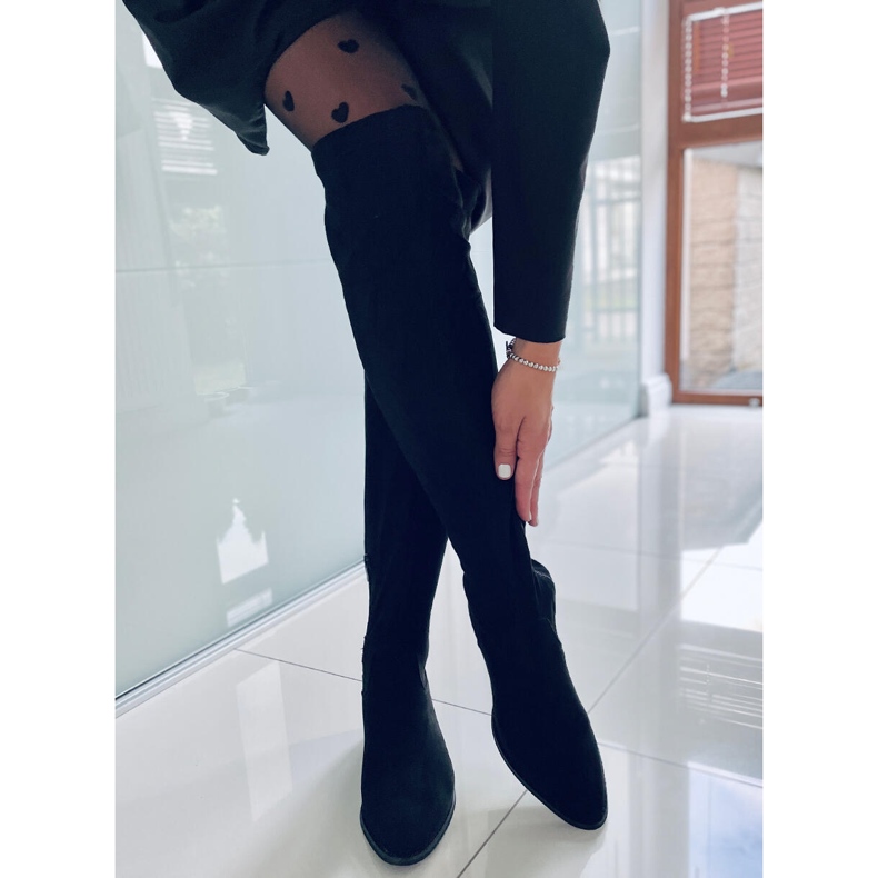 PA1 Gwen Black Low-Heeled Over-Knee Boots 1