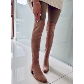 PA1 Gwen Beige Low-Heeled Over-Knee Boots 1