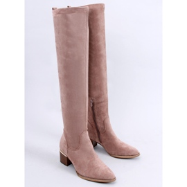 PA1 Gwen Beige Low-Heeled Over-Knee Boots 2