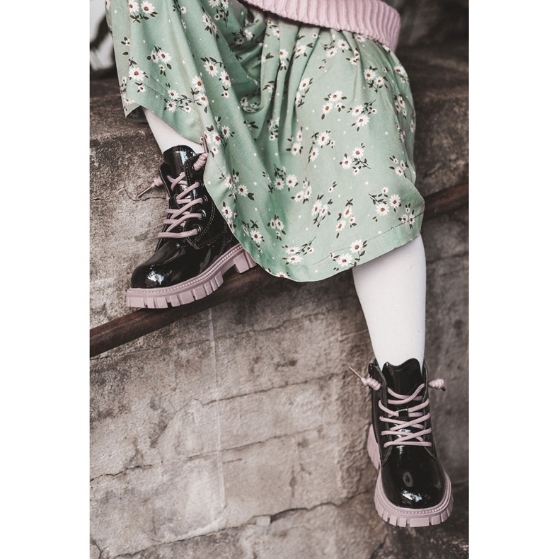 PA1 Lacquered Black and Violet Heidi Warm Boots 1