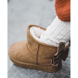 Girls' Warm Snow Boots With Bows Camel Meriva brown 1
