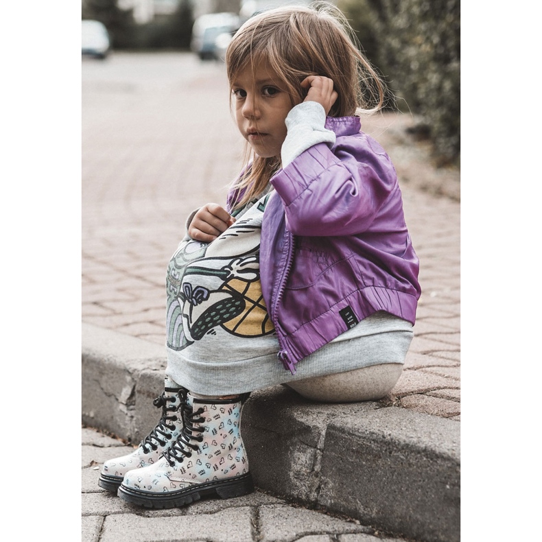 Children's Glitter Boots With Multicolor Reggie Patterns silver 2