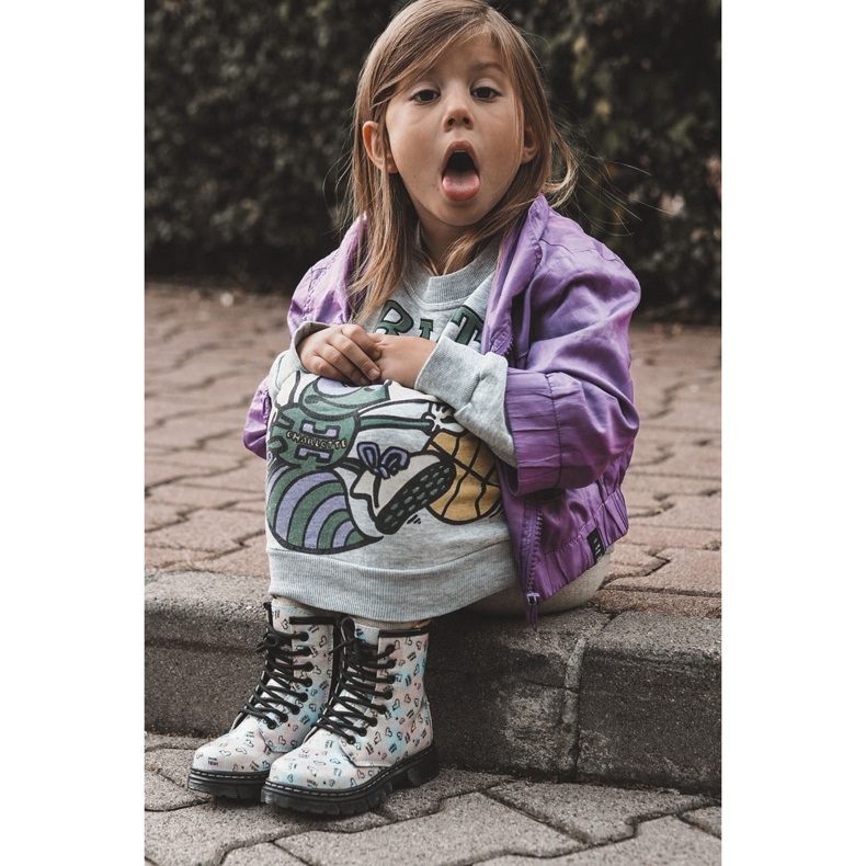 Children's Glitter Boots With Multicolor Reggie Patterns silver 1