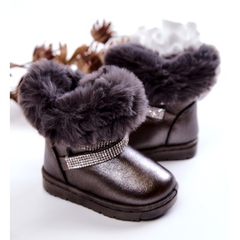 FR1 Dark Gray Snow Boots With Cubic Zirconia Hollee 20224-B grey 3