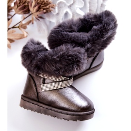 FR1 Dark Gray Snow Boots With Cubic Zirconia Hollee 20224-B grey 2