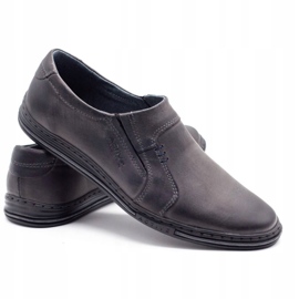 Polbut Comfortable men's shoes made of leather 334, gray grey 4