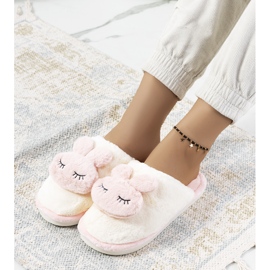 Pink slippers with a rabbit Rabbit white 1