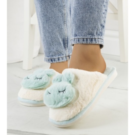 PA1 Blue slippers with a Rabbit bunny white multicolored 1
