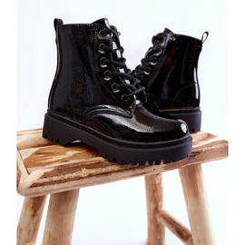 Vinceza Children's Boots Lacquered With a Zipper Black Julie 1
