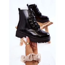 Vinceza Children's Boots Lacquered With a Zipper Black Julie 2