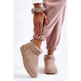 FS1 Women's Suede Low Snow Boots Light Beige Shelie 1