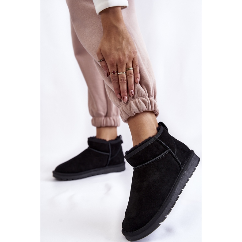 Women's Suede Low Snow Boots Black Shelie 2