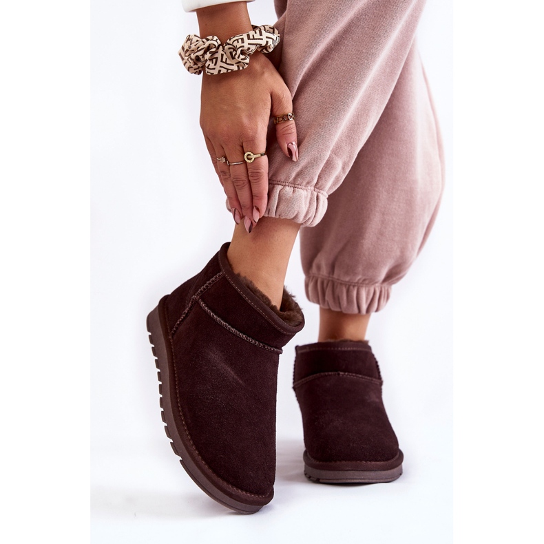 Women's Suede Low Snow Boots Brown Shelie 1