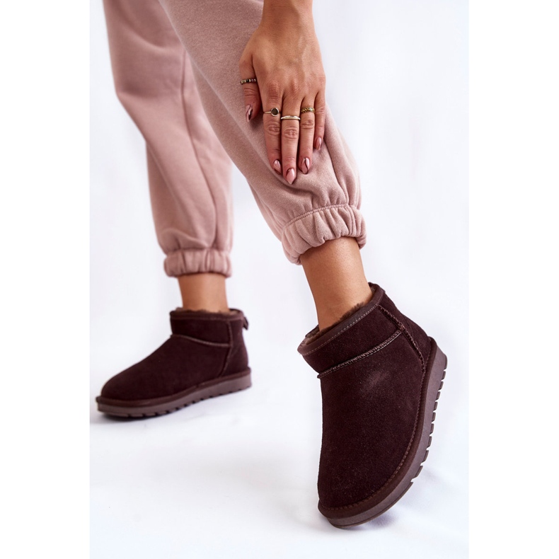 Women's Suede Low Snow Boots Brown Shelie 2