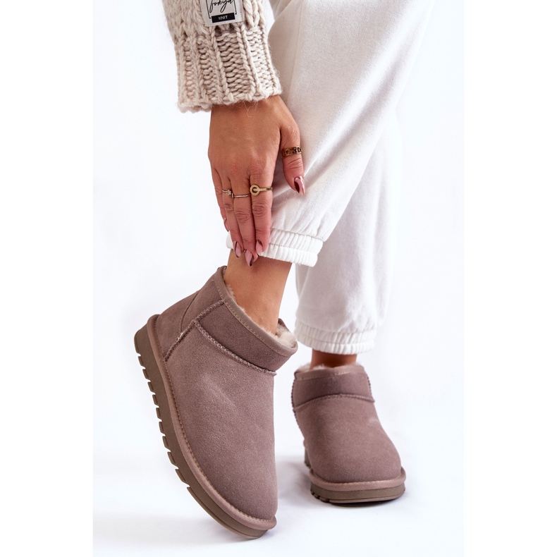 Women's Suede Low Snow Boots Gray Shelie beige 1