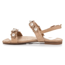 Bella Star Flat sandals with flowers brown 1