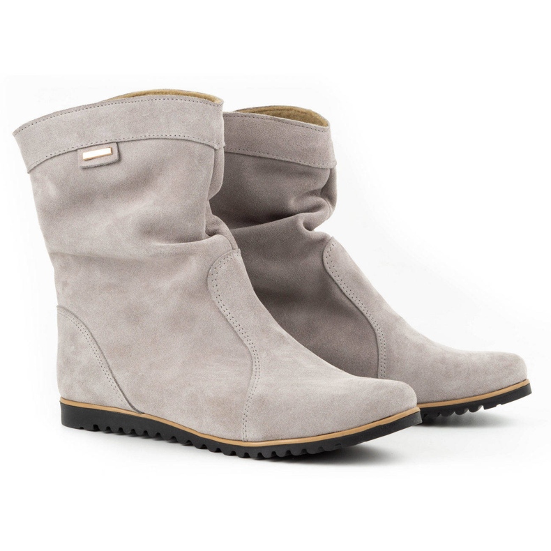 Olivier Leather Boots Warmed by Emi Light Gray grey 2