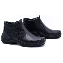 Olivier Men's winter leather boots 352MP black 2