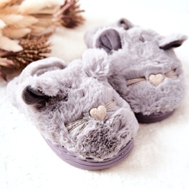 WJ1 Children's Slippers Cats With Gray Tammy Ears grey 1