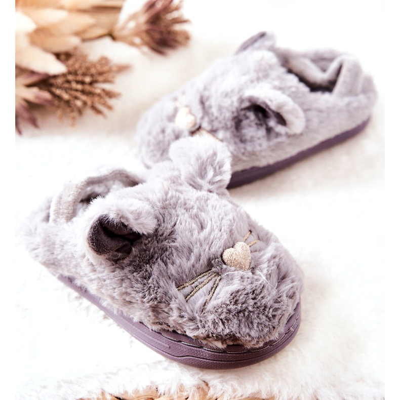WJ1 Children's Slippers Cats With Gray Tammy Ears grey 2