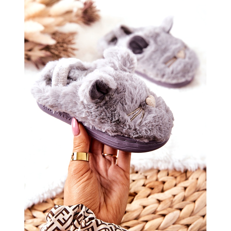 WJ1 Children's Slippers Cats With Gray Tammy Ears grey 3