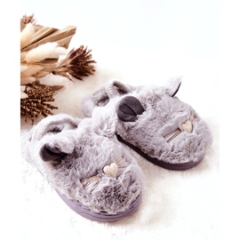 WJ1 Children's Slippers Cats With Gray Tammy Ears grey 4