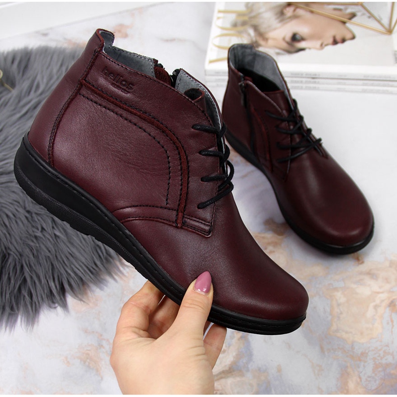 Cherry insulated leather boots Helios 612-2 red 1