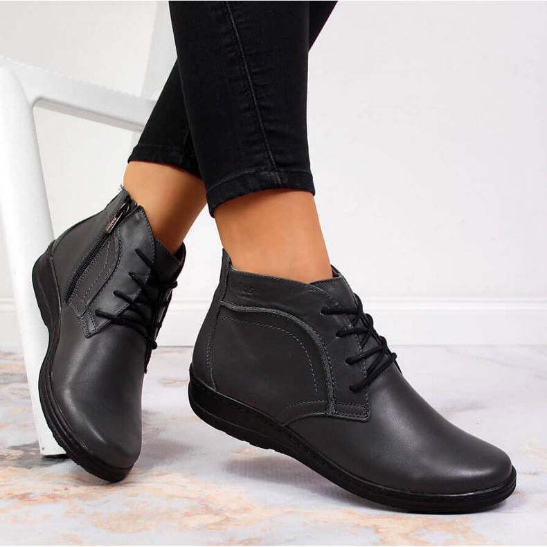 Gray insulated leather boots Helios 612-2 grey 2