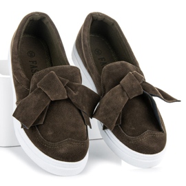 Fashion Slip-on sneakers with a bow green 1