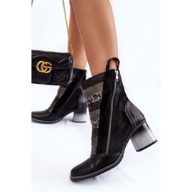 Women's High Leather Boots Maciejka 05647-01 Black grey 2