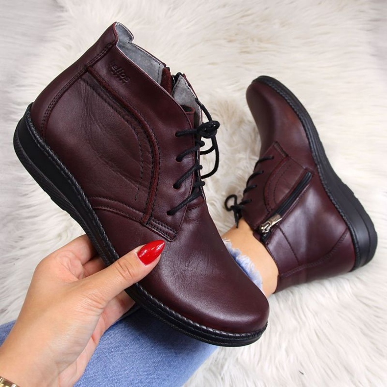 Cherry insulated leather boots Helios W 612-2 red 1