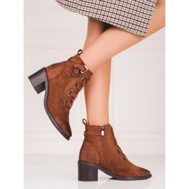 Women's ankle boots with a heel, brown 1