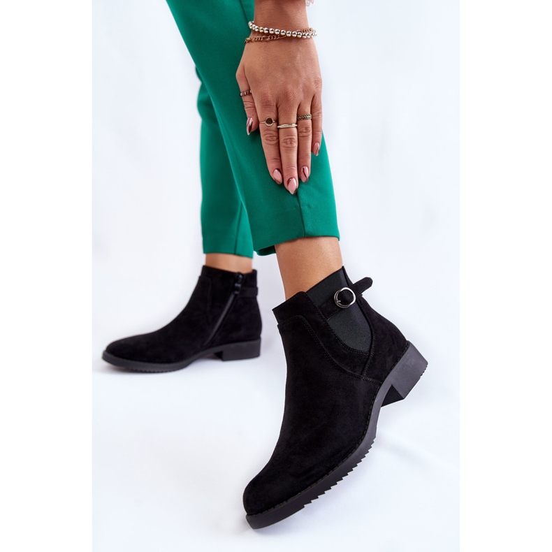 PJ1 Women's Warm Suede Booties Jodhpur Black Janette 2