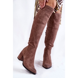 PL4 Women's Suede Over The Knee Boots La.Fi 270056TA-SU Light brown 1